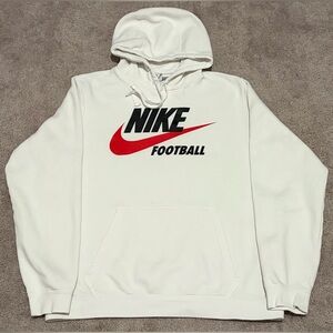 Nike Men's White and Red Football Hoodie